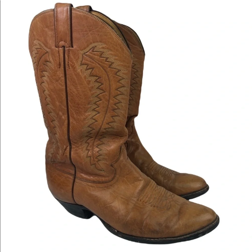 Justin Western Cowboy Honey Leather Boots